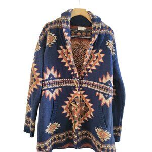 Faherty Mens X B. Yellowtail aztec Shawl Collar Cardigan Sweater Size Medium